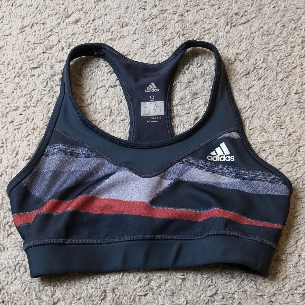 Adidas Women sport Bra Techfit climate Gym training running hiking sz S